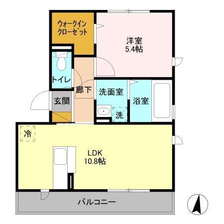 PARK HILLS MIYAKO A(1LDK/3階)の間取り写真