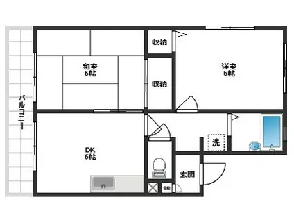 シャトーグランデ・イノウエ(2DK/1階)の間取り写真