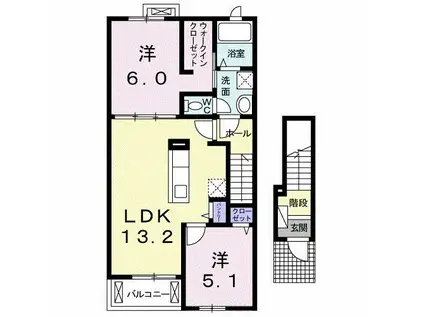 プリムラⅡ(2LDK/2階)の間取り写真