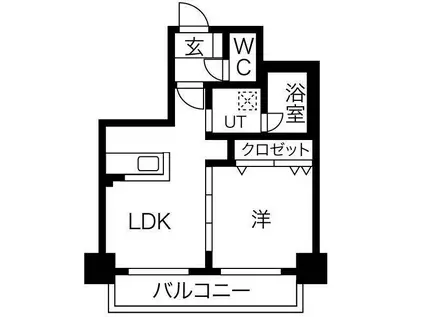 クラッセ北大前(1LDK/11階)の間取り写真