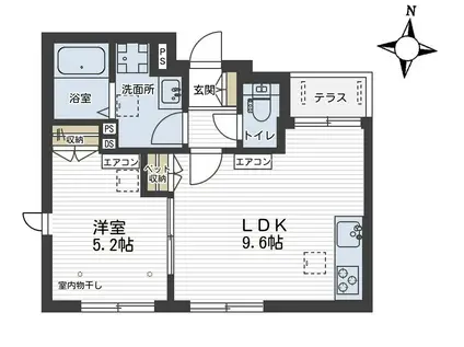 ジュネス浦和元町(1LDK/1階)の間取り写真