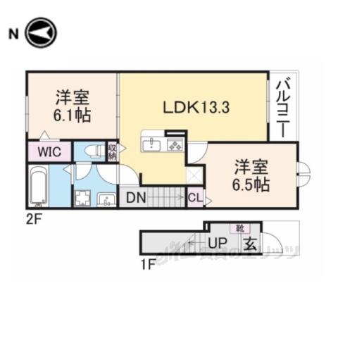 フロントパークひこねⅡ(2LDK/2階)の間取り写真