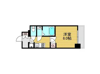 レジュールアッシュOSAKAデイフィール(1K/4階)の間取り写真