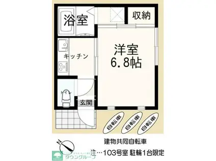 弦巻ファミリア(1K/1階)の間取り写真