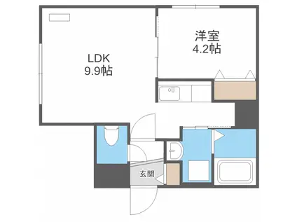 STUDIO中島公園(1LDK/5階)の間取り写真