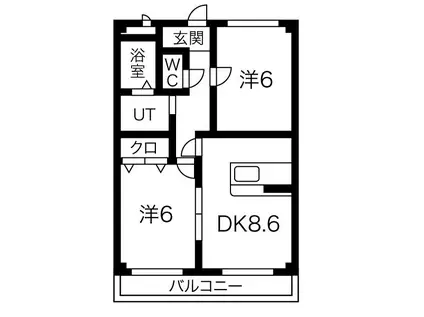 ツインズ酒倉(2LDK/1階)の間取り写真