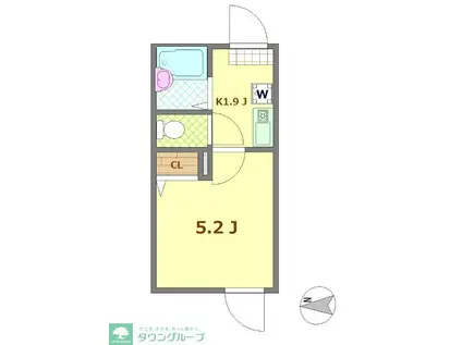 リブ南花畑3丁目(1K/2階)の間取り写真
