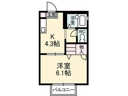 第6ダイカクハイツ(1K/1階)の間取り写真