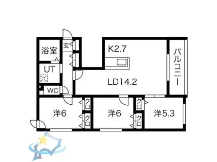 コモゾーナ円山(3LDK/4階)の間取り写真