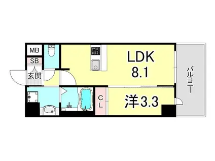 プレサンスブルーム新神戸(1LDK/11階)の間取り写真