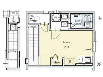 CALMA(ワンルーム/1階)の間取り写真