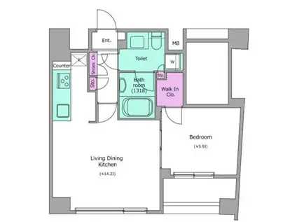 レジディア恵比寿南(1LDK/2階)の間取り写真