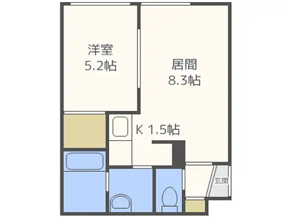 モコ ブラック(1LDK/3階)の間取り写真