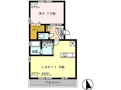 レスポワール井原(1LDK/3階)の間取り写真