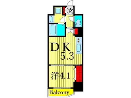 ジェノヴィア南千住スカイガーデン(1DK/8階)の間取り写真