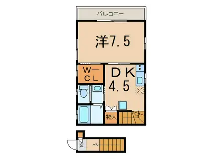 ミネレジデンス(1DK/2階)の間取り写真