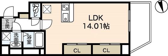 八丁堀 I BLD(ワンルーム/9階)の間取り写真