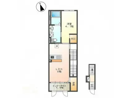 アメニティ・ハイツ(1LDK/2階)の間取り写真