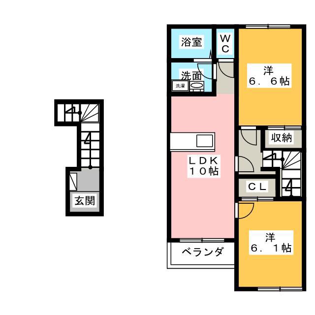 エルシャトーIII(2LDK/2階)の間取り写真