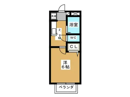 グロウス国立VI(1K/2階)の間取り写真