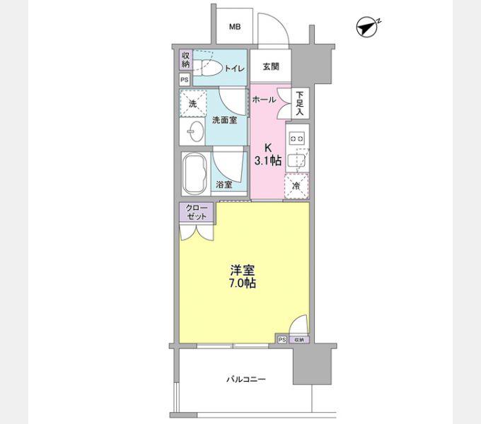 フレアージュ恵比寿(1K/7階)の間取り写真