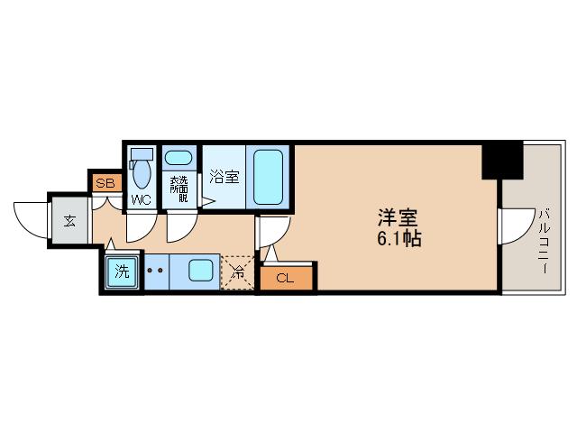 エスリード松屋町サウス(1K/10階)の間取り写真