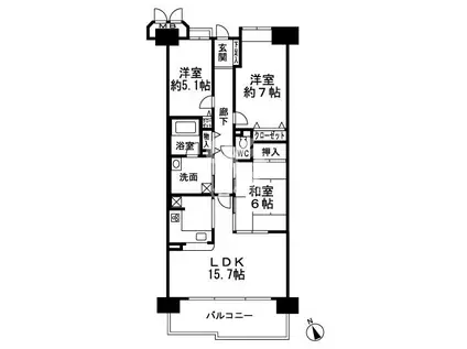 ジェームス山ヒルズ3番館(3LDK/9階)の間取り写真