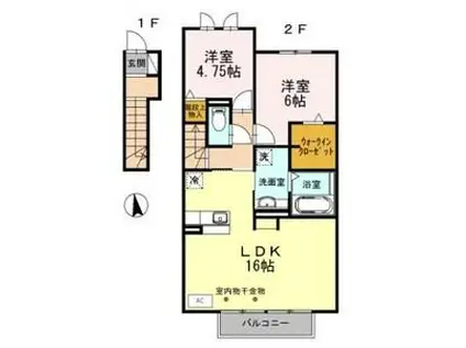 ロータス神池(2LDK/2階)の間取り写真