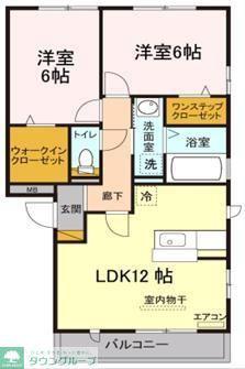 ラクールB(2LDK/1階)の間取り写真