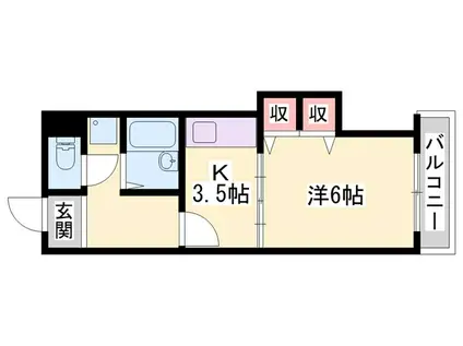 MISTRAL岡田(1K/2階)の間取り写真