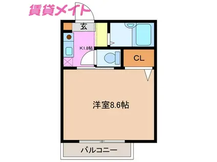 アドミラブール A棟(1K/1階)の間取り写真