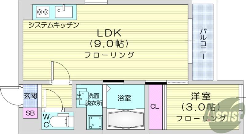 REGALEST SOFIA2(1LDK/3階)の間取り写真