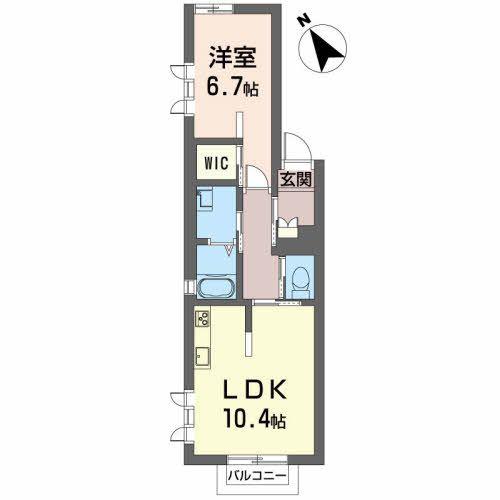 ウッドベル(1LDK/1階)の間取り写真