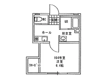 FELICE中町(1K/1階)の間取り写真