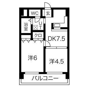 ニッセイ・ディーセント小笹(2DK/1階)の間取り写真