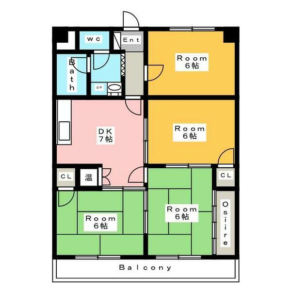 アップヒル野々山ビル(4DK/3階)の間取り写真