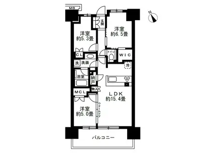 パークホームズLALA南船橋ステーションプレミア(3LDK/9階)の間取り写真