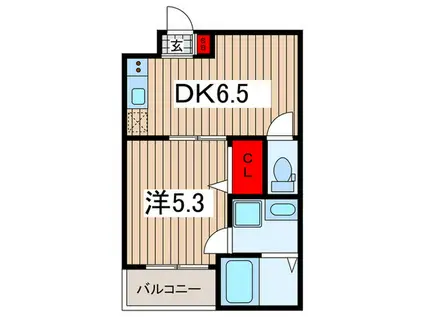 ベル フローレ(1DK/2階)の間取り写真