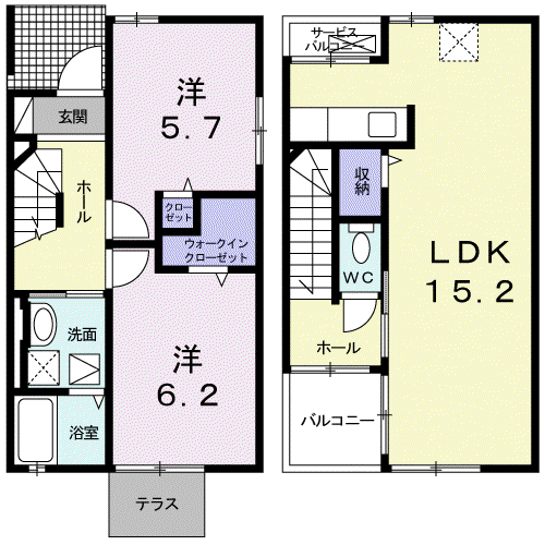 サンイースト(2LDK/1階)の間取り写真