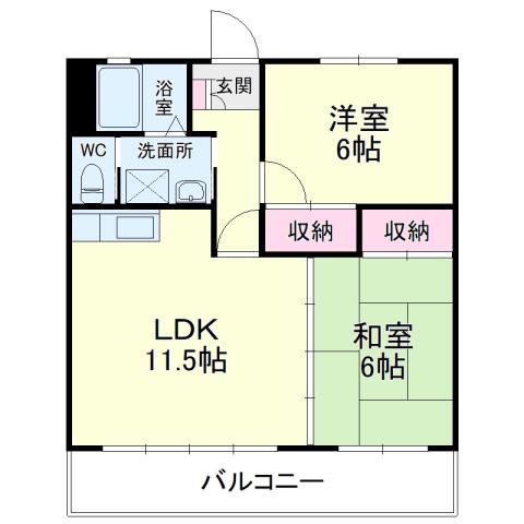 マリークレウェン(2LDK/1階)の間取り写真