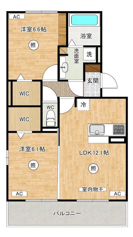 トレス下富野(2LDK/2階)の間取り写真