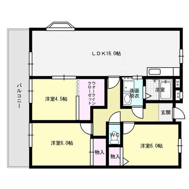 大産春日マンション(3LDK/1階)の間取り写真