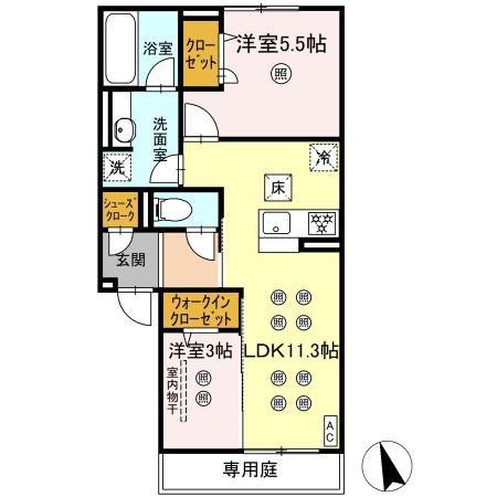 NEW LIFE大保(2LDK/1階)の間取り写真