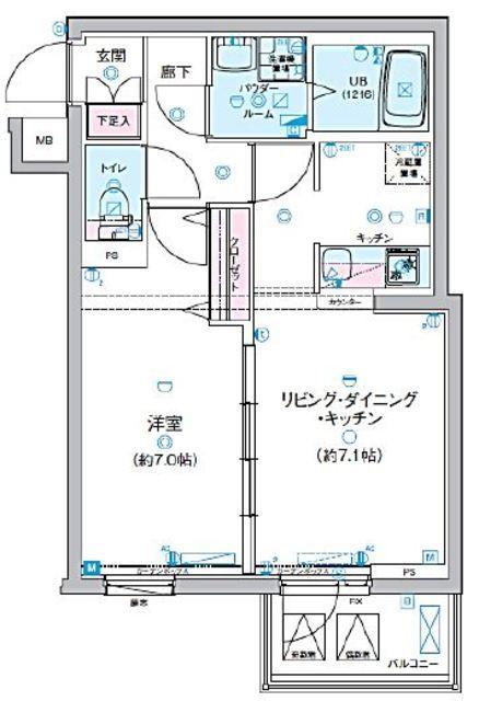 GENOVIA桜上水SKYGARDEN(1LDK/5階)の間取り写真