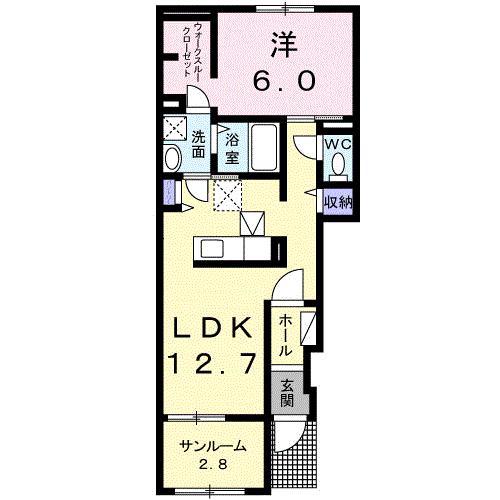 サプール マウンテン(1LDK/1階)の間取り写真