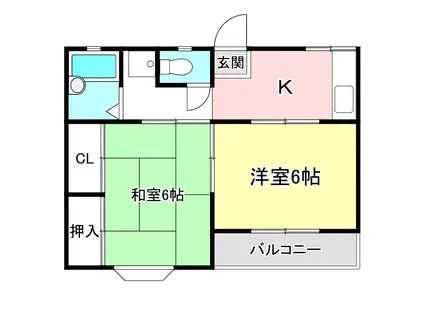 マインフラッツ(2K/2階)の間取り写真