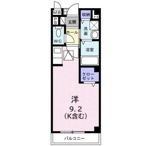グラスリバー(1K/1階)の間取り写真