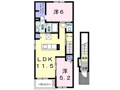プランドールIII(2LDK/2階)の間取り写真