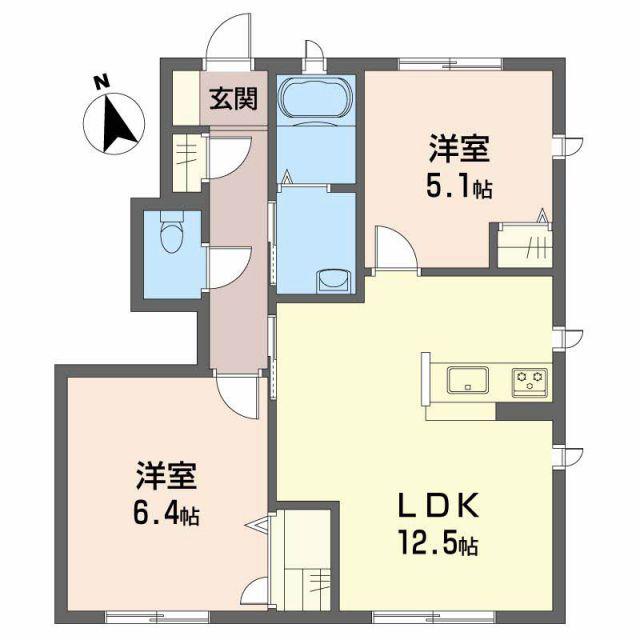 シャーメゾンボヌールC棟(2LDK/1階)の間取り写真