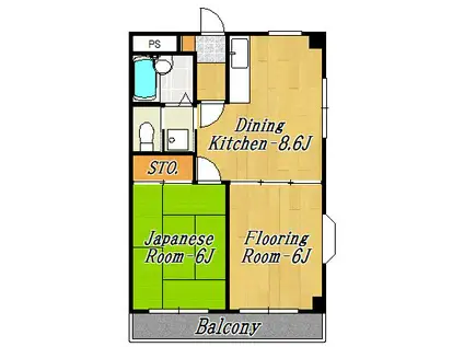 エクセル197(2DK/4階)の間取り写真